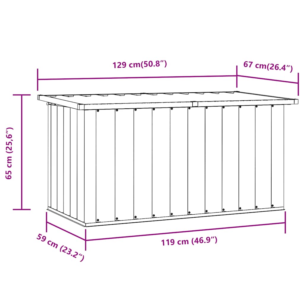 Garden Storage Box Anthracite Grey 129 X 67 X 65 Cm