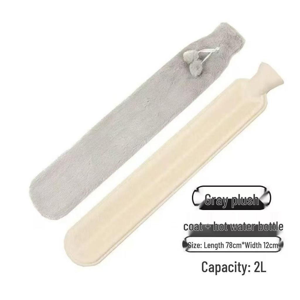 Lång Varmvattenflaska med Avtagbart, Tvättbart Överdrag - Unisex Värmande Säng-/Magkudde.