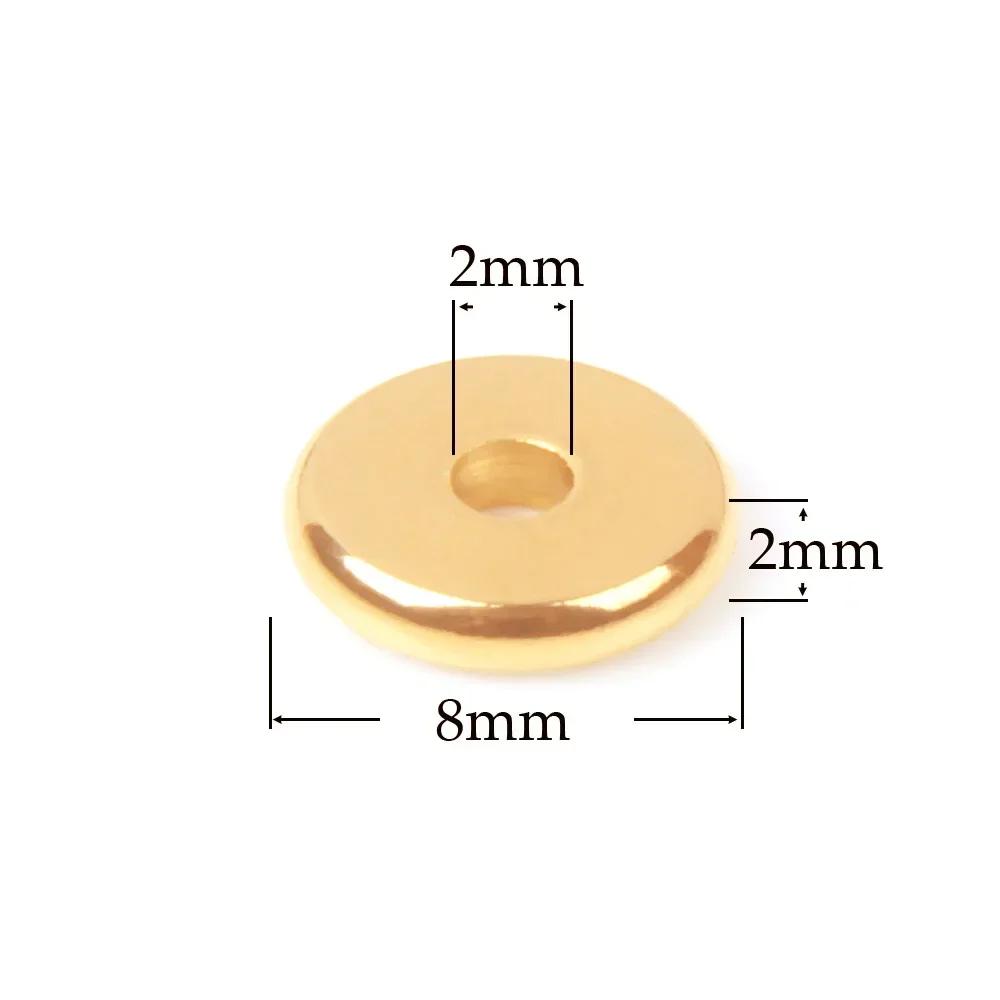 XHN 50PCS 304 Stainless Steel Flat Round Beads 4 5 6 8 10 mm Disc Loose Spacer Beads For Jewelry Making DIY Bracelet