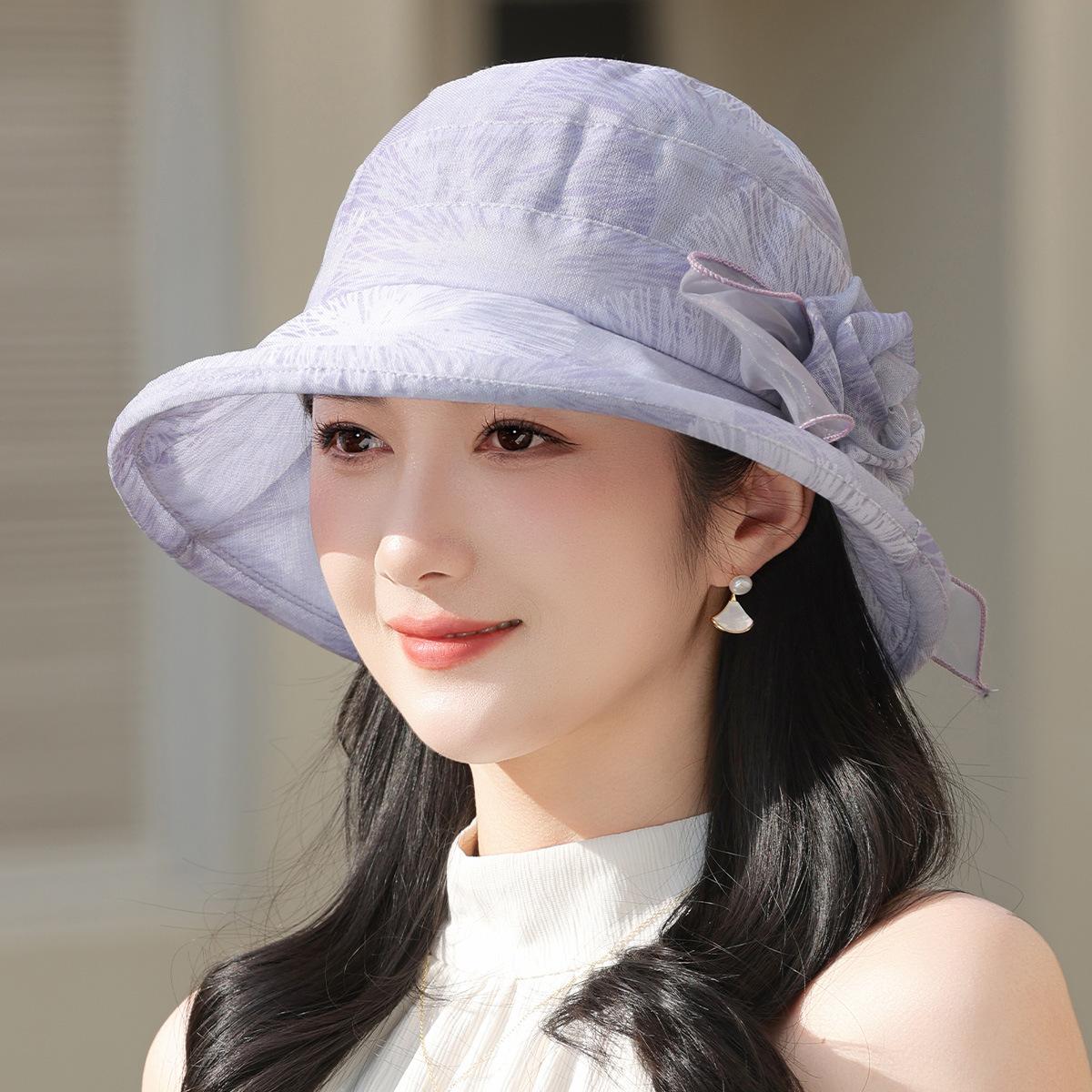 

Fashion milliner spring and summer bucket hat mother breathable basin hat top hat casual versatile thin sunscreen visor hat M（56-58cm） фіолетовий