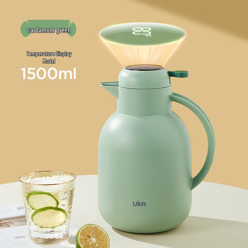 UKA 1.5L Glass Lined Thermal Carafe with Temperature Display
