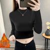 Women's Thickened Silver Fox Velvet Base Layer Top, Autumn/Winter, Plus Velvet Warmth, Half-High Collar, Long Sleeve, Versatile.