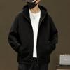 Autumn and Winter Polar Fleece Hooded Cardigan Sweatshirt Solid Color Simple Men's Zipper Jacket Top