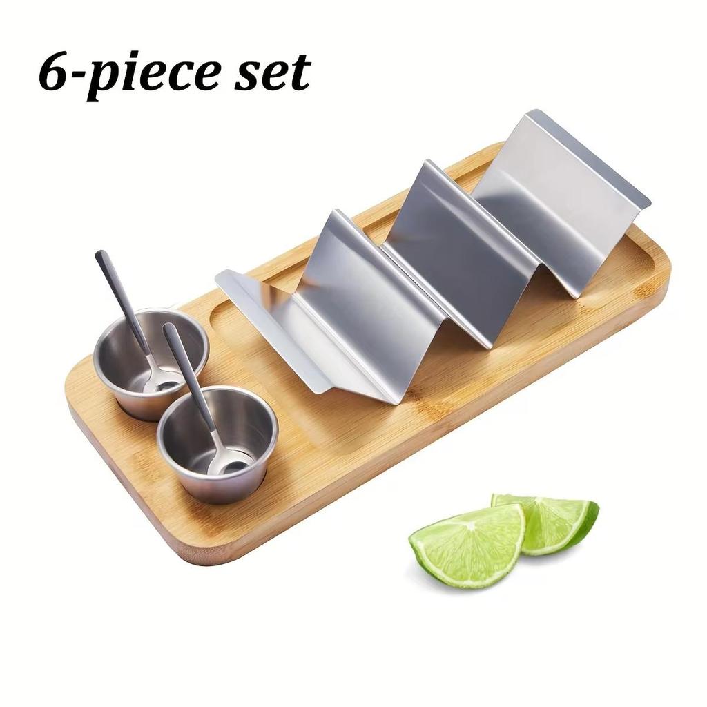 Supporti Taco Acciaio Supporti Per Taco In Acciaio Inox - 2 Confezioni Per Tortilla E Pancake (19x6.5x4cm) Supporto Tortilla Feste