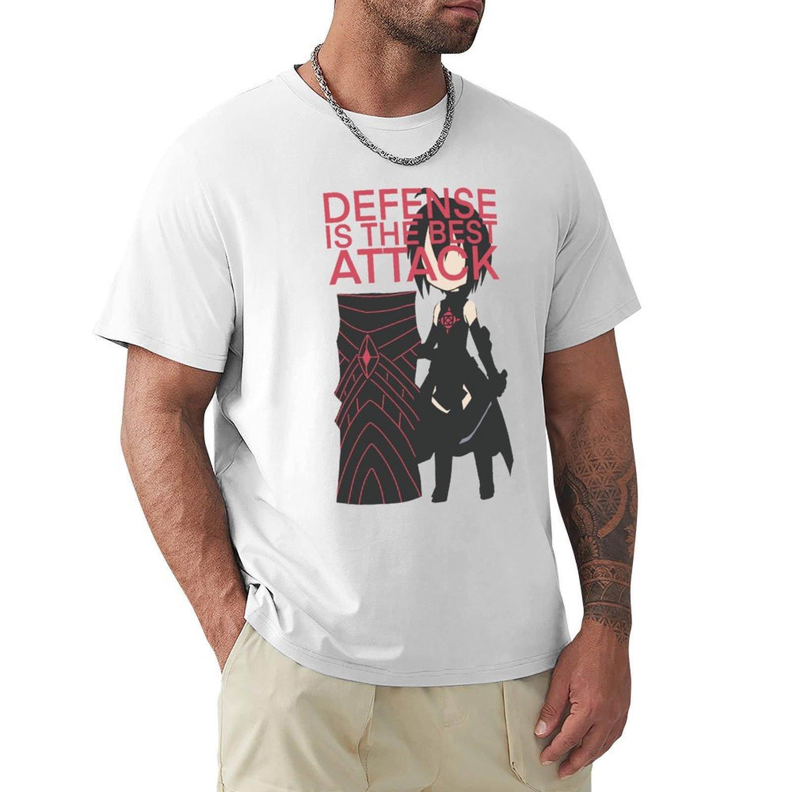 Bofuri Anime Characters Maple Quotes Defense Is The Best Attack Tshirt Work Wear Simple Tee Shirt S