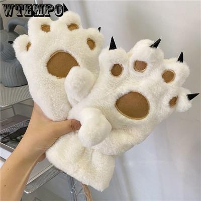 Winter Cat Claw Gloves for Men and Women with Thick Velvet for Warmth Parent Child Bear Paw Cat Claw Versatile Gloves