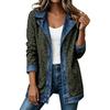 Women's Casual Denim Jacket with Leopard Print Panels