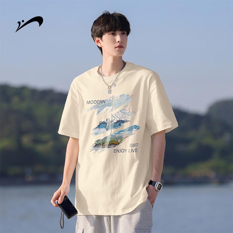 Guirenniao Unisex Cotton Mountain Print T-Shirt