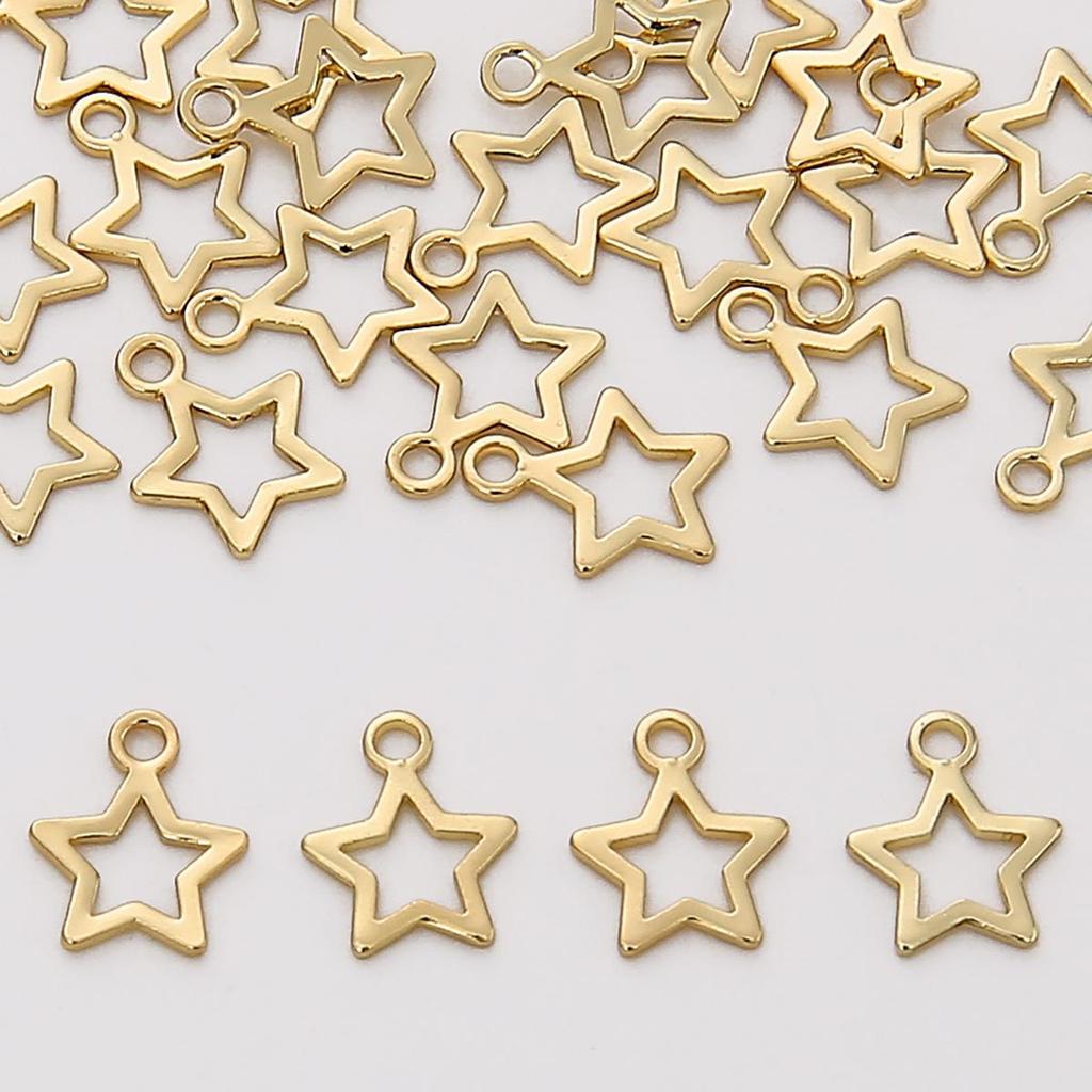 10pcs 6mm Brass Tiny Star Charms for Earring Bracelet DIY Jewelry Findings Making