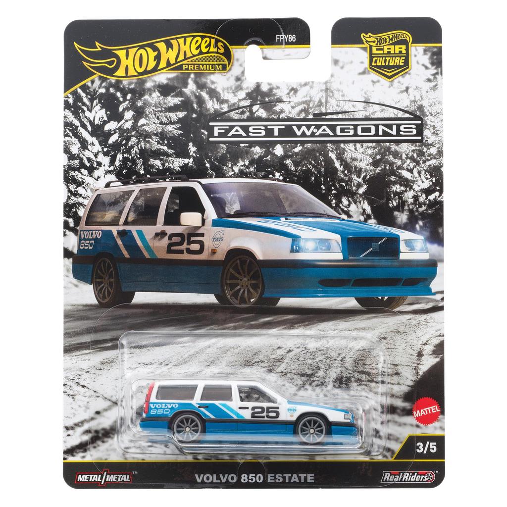 Hot Wheels Car Culture Fast Wagon Volvo 850 Kombi Fahrzeug Spielzeug, Blau, JBK68, für Kinder ab 3 Jahren