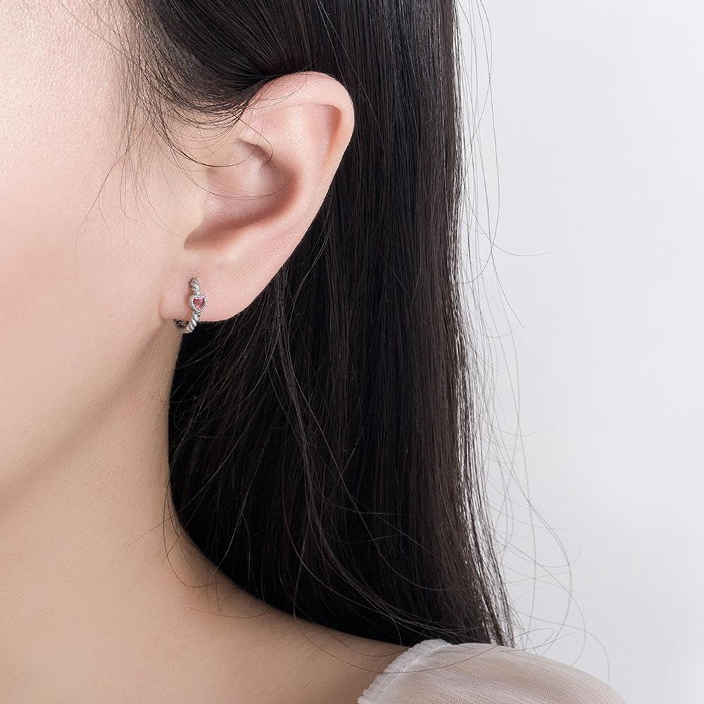 New  sterling  earrings love pink zircon earrings for women fashion jewelry gifts
