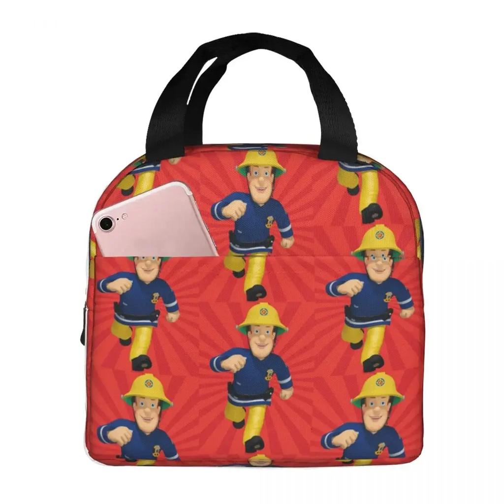 Fireman Sam Cartoon Insulated Lunch Bag for Women Children Leakproof Food Boxes Thermal Lunch Box Tote