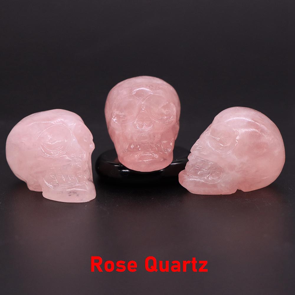 Natural Crystal Skull Ghost Head Statue Rose Quartz Stone Reiki Collectible Diy Gem Carved Spiritual Wicca Home Decor Gift 30Mm