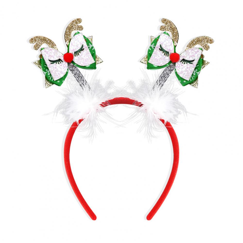 Green Holiday Headbands Festive Christmas Headbands for Parties Photos Snowman Reindeer Santa Hat Hair Hoop Accessories for Kids