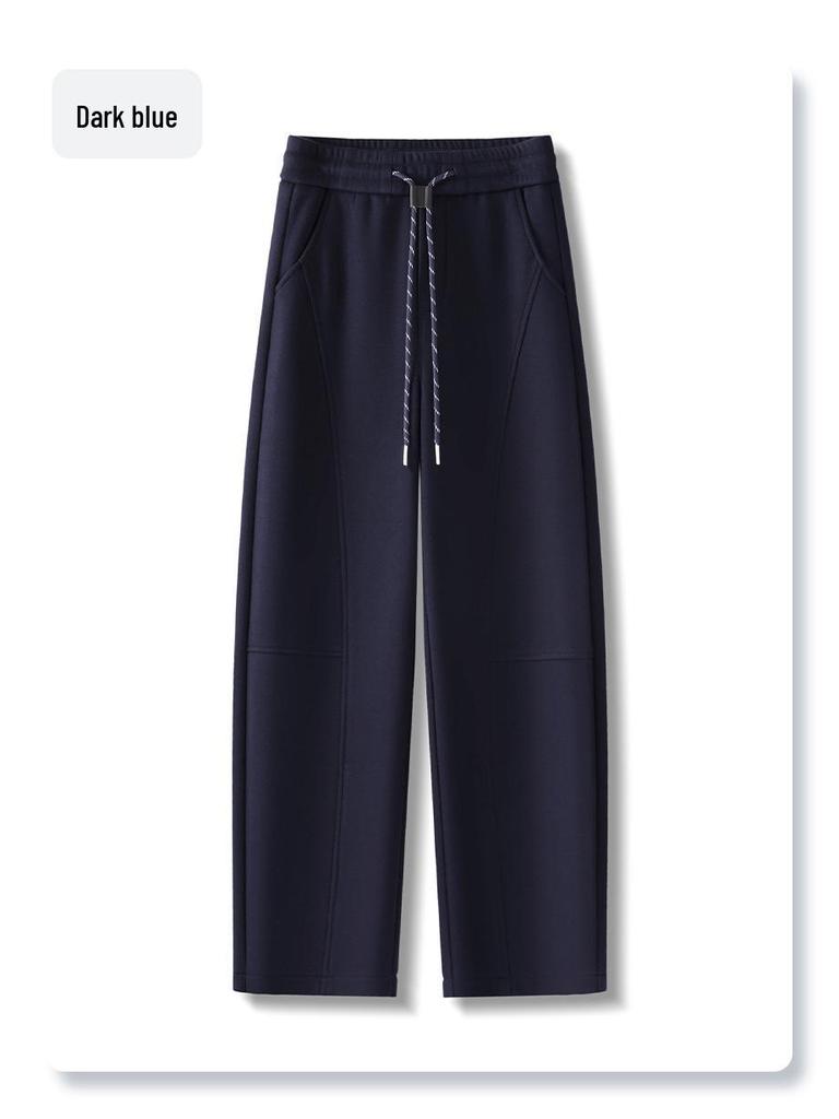 Ankola Women's Red Fleece-Lined Straight-Leg Banana Pants - Autumn/Winter 2024 Casual Style