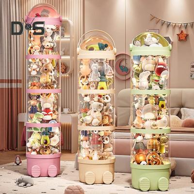Transparent Vertical Toy Organizer Doll Storage Bucket Large Capacity Dustproof Easy To Install Vertical Stuffed Animal Storage Tube