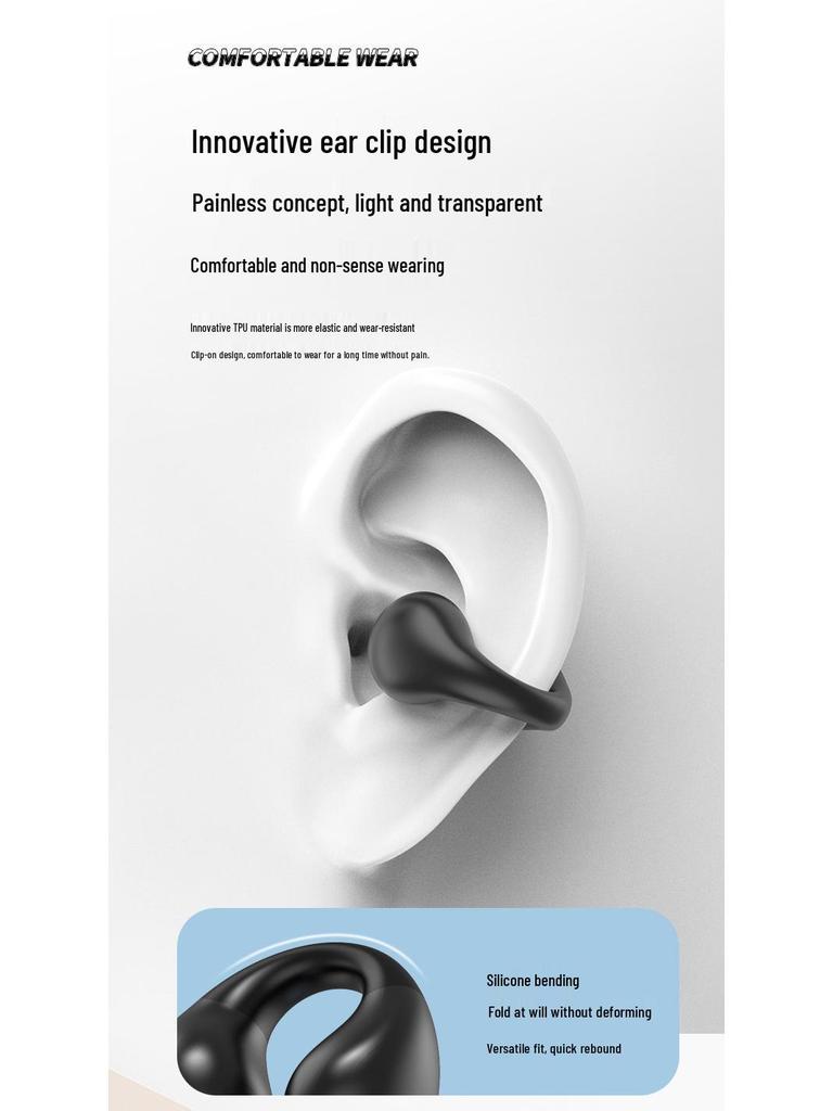 New Mini Wireless Clip-on Bluetooth Earbuds with Charging Case and Battery Display