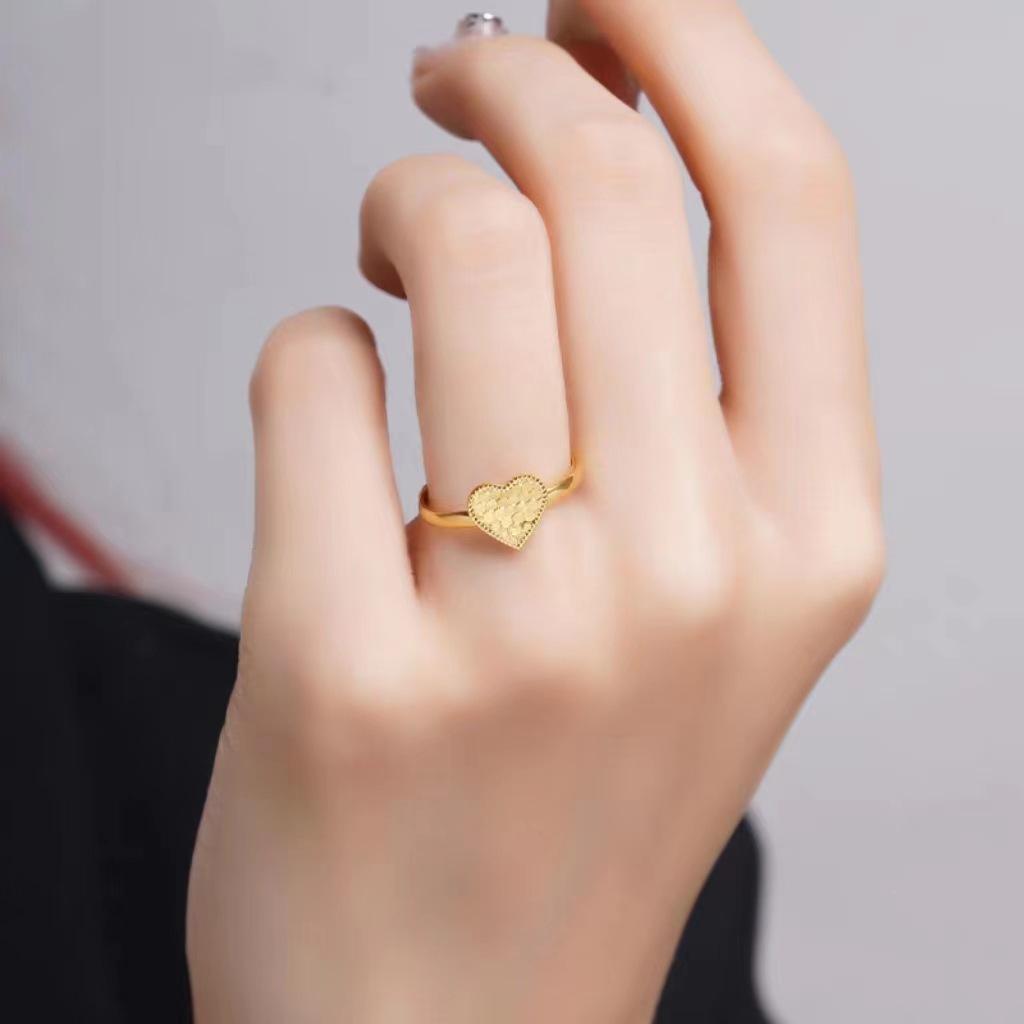 Gold Plated Dragon Scale Clover Ring: Women's Elegant Honeycomb Surface Open Finger Ring, Inspired by Xiaohongshu Style.
