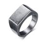 Retro Grijs Rechthoekige Ring voor Mannen Jongens,Oxide Zilverkleurige Stempelring Duimring Dikke Ring,Roestvrij Staal Ring Cadeaus