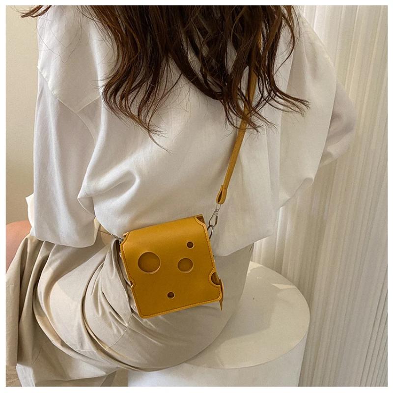 Women'S Triangle And Square Cheese Shaped Mini Pu Leather Bags Cute Earphone Lipstick Purses Handbags Crossbody Shoulder Bag