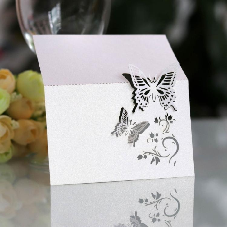 Wedding Name Cards 100PCs Hollow Butterfly Cut Design Card for Weddings Banquets