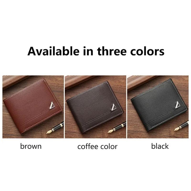 Portofel scurt pentru bărbați, piele PU, pentru bărbați subțiri, buzunar pentru monede, în stil coreean, poșetă din piele multifuncțională pentru cumpărături Suport carduri de credit
