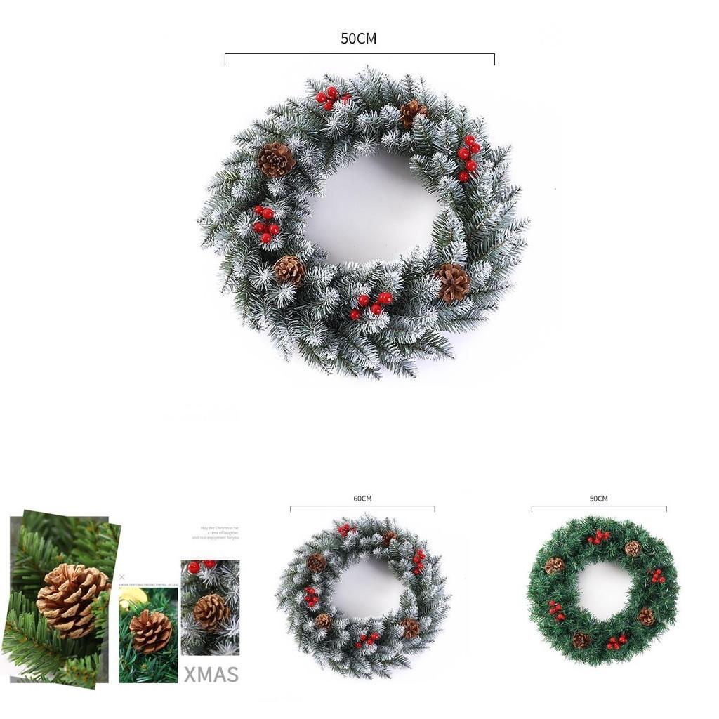 Festive 11.8-23.6in Snowy Red Ribbon Berries Pine Cone Christmas Wreath Xmas Gift