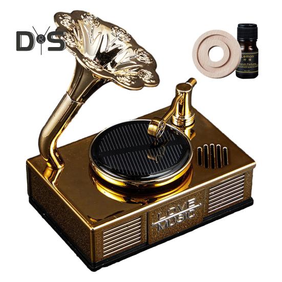 Solar-Auto-Lufterfrischer, Vintage-Phonograph, Plattenspieler, langanhaltender Duft, Auto-Aromatherapie-Diffusor, Ornament, Auto-Innenzubehör
