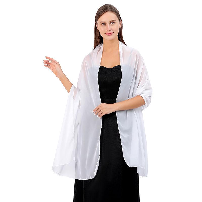 Shawl Dress Shawl Scarf Chiffon Dinner Dual-Use Women Solid Color Cheongsam Party