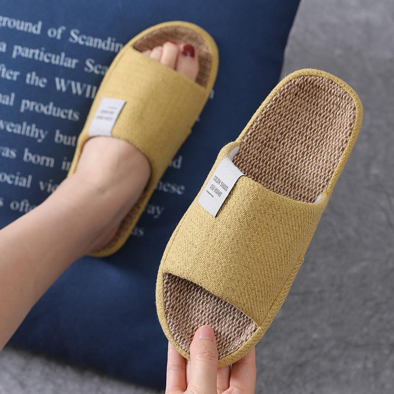 

Мужские льняные тапочки мужские весенне-осенние домашние дышащие бесшумные тапочки с толстой подошвой на все сезоны хлопковые и льняные тапочки бытовые 40-41 [suitable for sizes 39-40] жёлтый