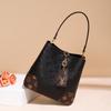 "Celebrity Fashion Embossed Crossbody Bucket Bag - Large Capacity, Retro Classic Print Handbag"