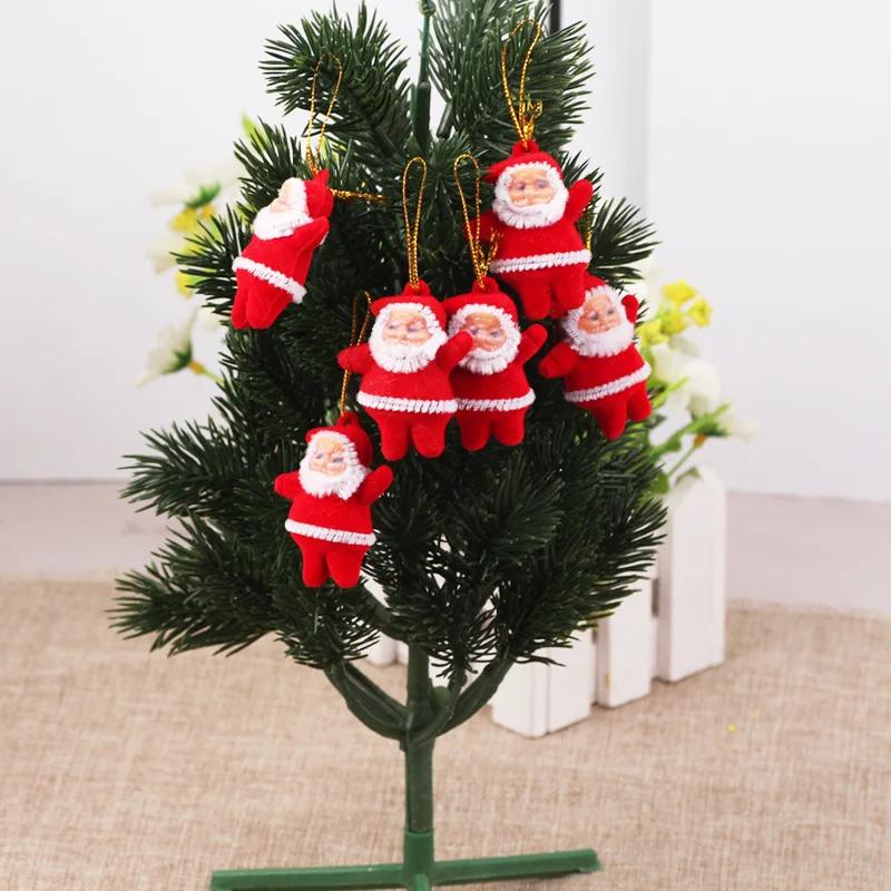 6pcs Colorful Christmas Santa Claus Ornaments Xmas Tree Hanging Decoration Multi-color Mini Glitter Drop Hanging Decor Gifts