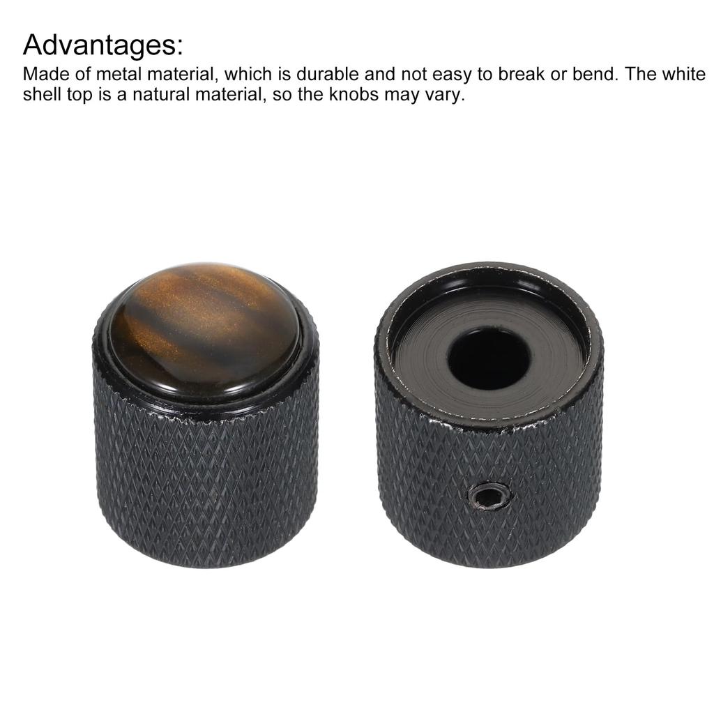 uxcell Guitar Bass Dome Amber 6mm Black Volume and Tone Control Knobs for Electric Guitars and with Internal Hex Set of 3 Knobs, Top, Metal, Basses,