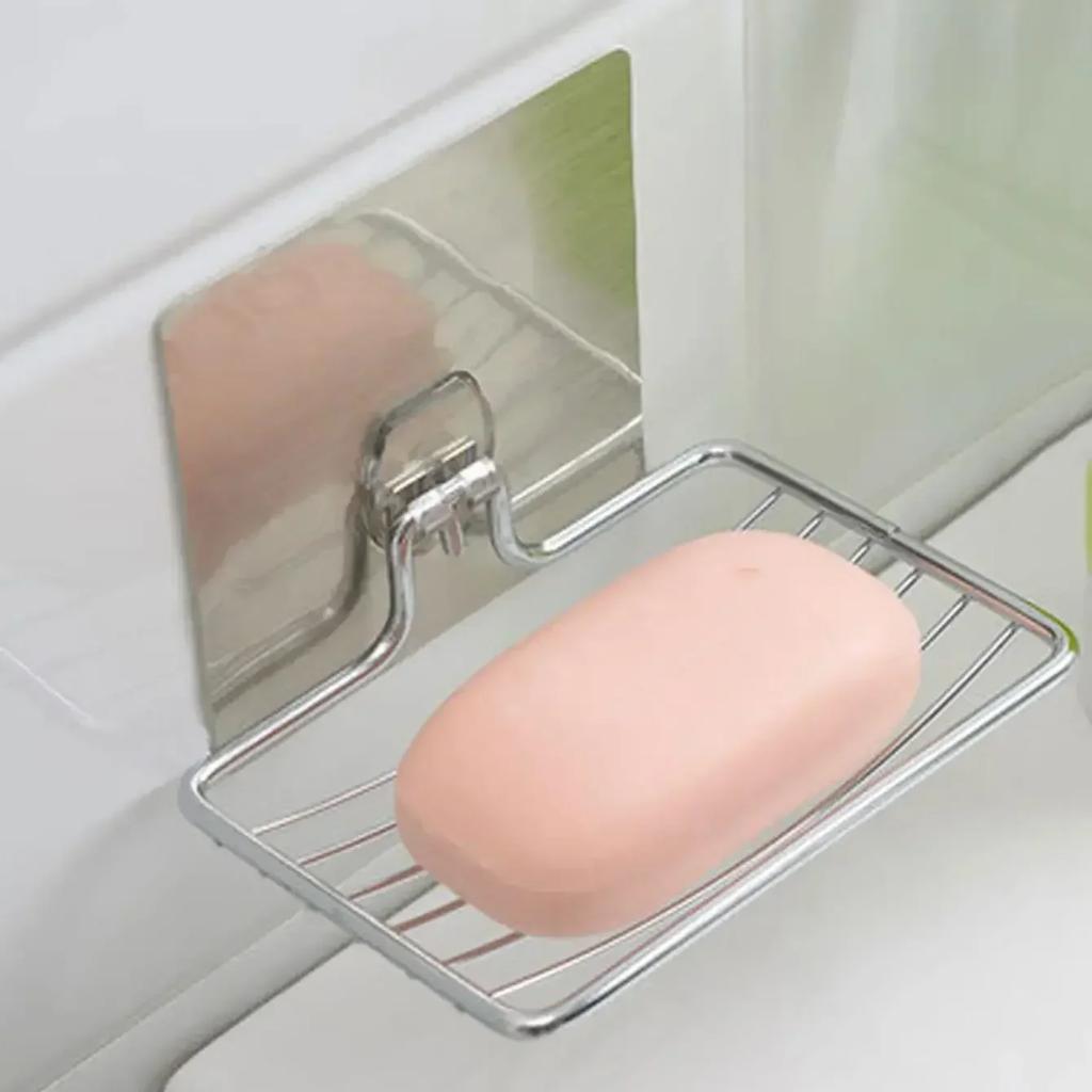 1/2pcs-Stainless Steel Soap Rack Punch-free Nail-free Bathroom Single Layer Drain Wall Hanging Sucker Soap Box Luxury Shelf