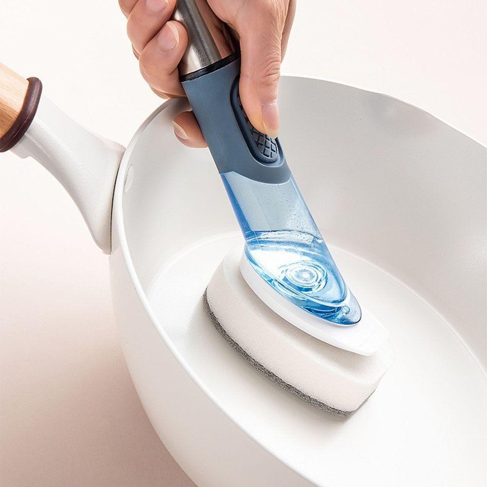3 In 1 Dishwashing Brush Removable Sponge Dish Cleaning Brush Kitchen Cleaning Brush  Kitchen Use