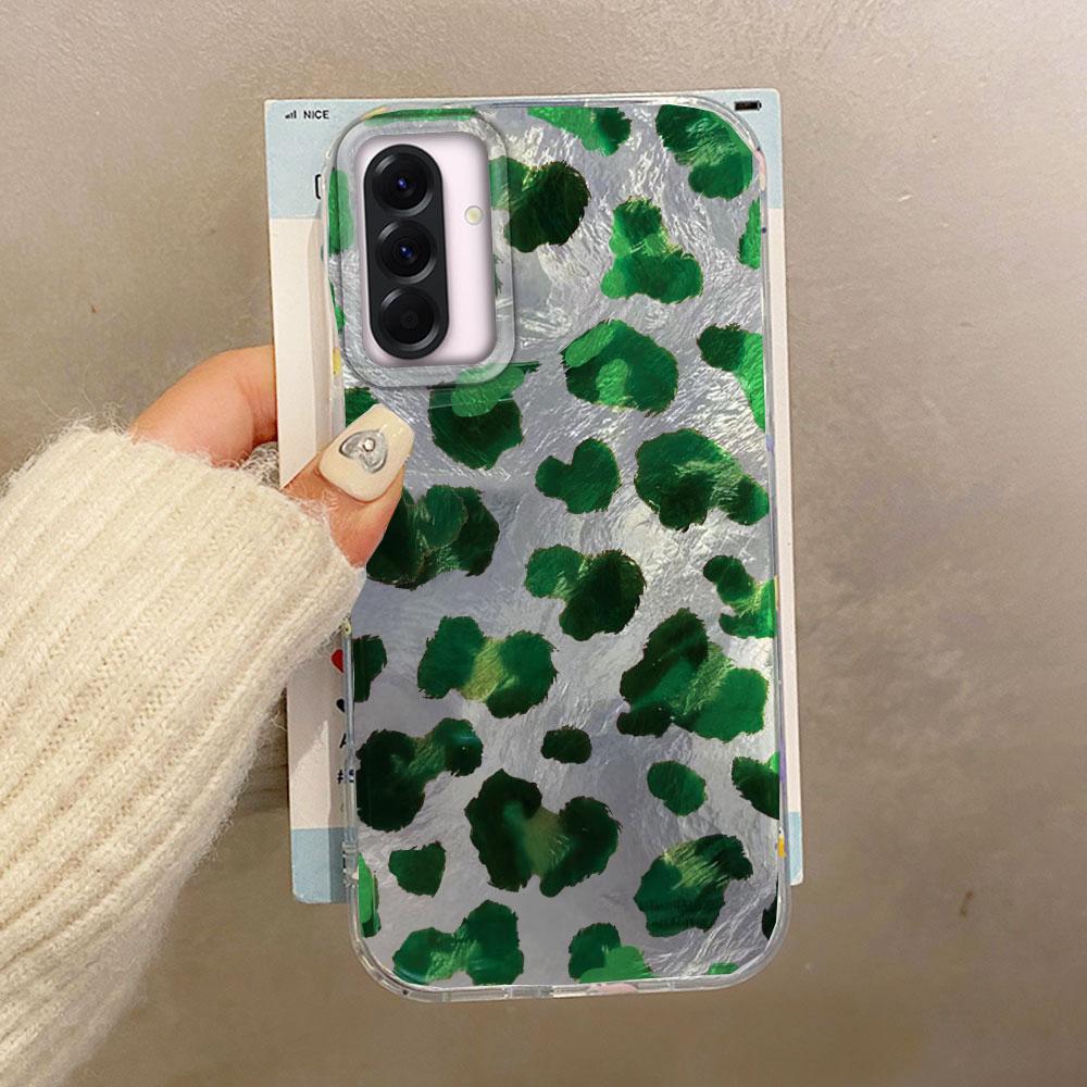 Pink Green Leopard Print Women Phone Case for Samsung Galaxy A16 A55 A07 A17 A56 A36 A26 A53 A06 A14 A24 A34 A54 A15 A12 Cover