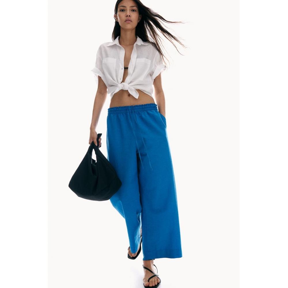 

Брюки из смесового льна HM синие