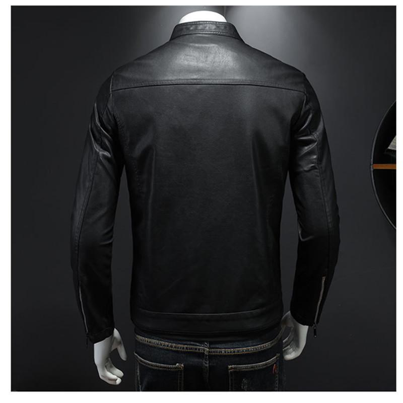 Jarní nová pánská kožená bunda se stojáčkem