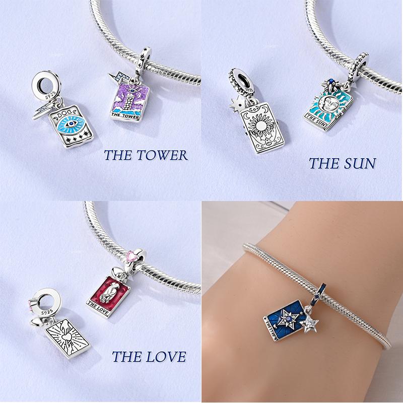 Kupfer Große Arkana Kleine Arkana Tarotkarten Anhänger Charm Passend für Original DIY Armband Halskette Geburtstags Schmuck
