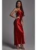 European American Women's Red Strappy Backless Slim Fit Sexy Dress