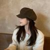 Japanese Brown Beret Female Autumn Leather Art Painter Hat Retro Newsboy Hat Slim British Octagonal Hat