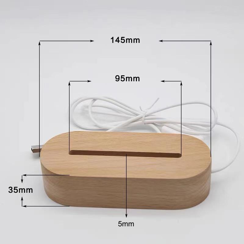 

Solid Wood Oval Acrylic Night Light Base Stand USB Powered Stand Customized 3D Laser Song Lamp Accessories Supplies RGB Multi Colors