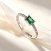 Adjustable Green Zircon Square Pinky Ring with Paved Rhinestones - Light Luxury for Women