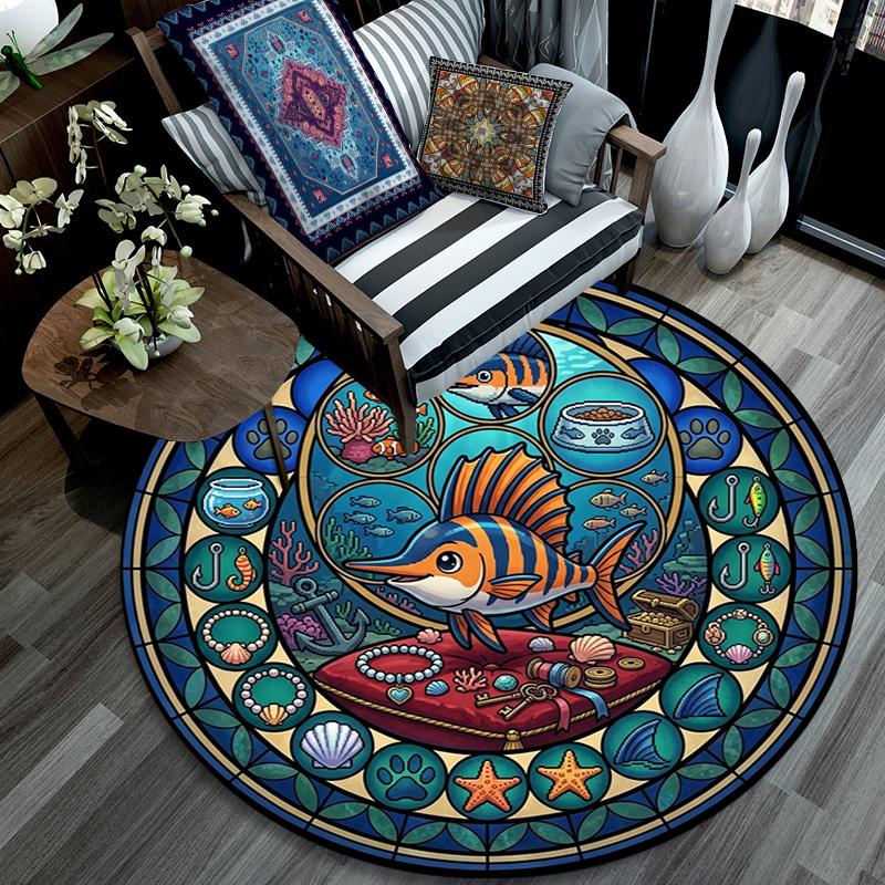 Ocean Treasures Jewels Round Area Rug Under Office Chairs Bedroom Living Room Home Decor