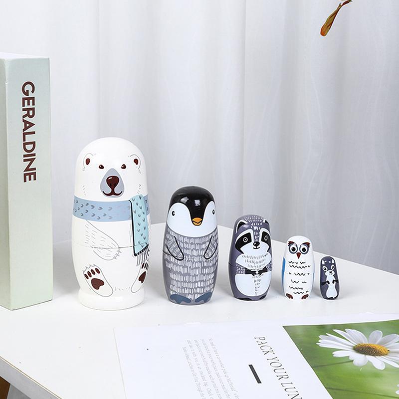 Hand Paint Toys Russian Nesting Dolls Figurines Decorations Wooden Matryoshka Toys Craft Collection Handmade Stacking Dolls