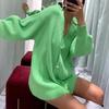Women's Autumn/Winter Pearl Button Cardigan Sweater Coat - Loose Fit & Solid Color