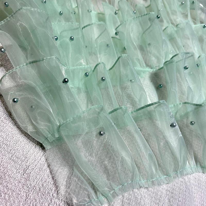 Organza Ruffled Beads Lace Fabric Trim Ribbon for DIY Sewing Wedding Dress Skirts Tulle Organza Clothing Accessories 5 Layers