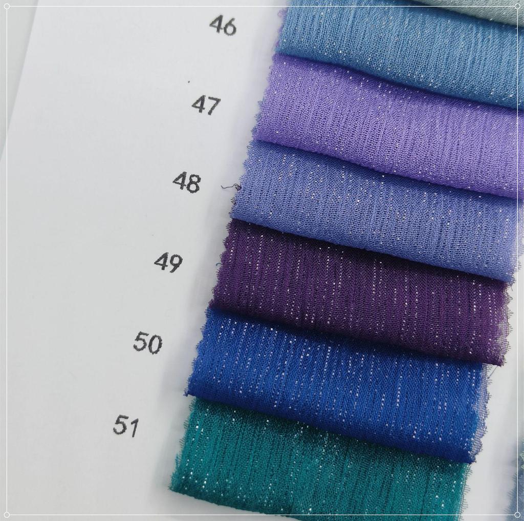 Silver Silk Crepe Skirt Fabric with Glittering Yarn - Lolita Chiffon Hanfu for Spring/Summer Women's Fashion