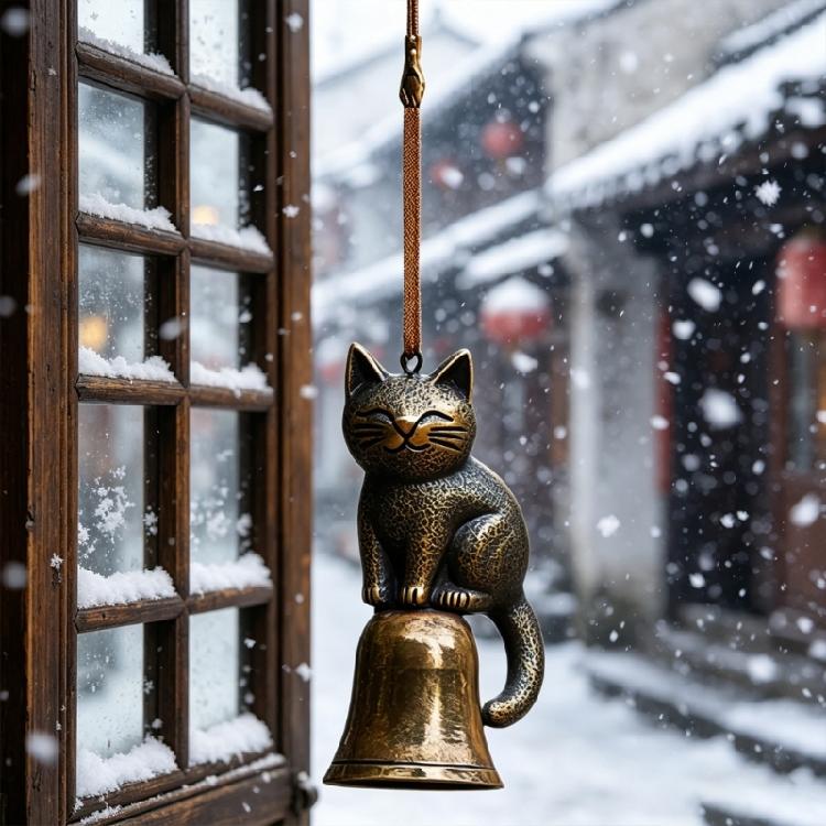 Automotive Rearview Mirror Decoration Elegant Cats Shaped Wind Chimes Ornament with Soft Chimes Sound for Home and Garden