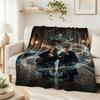 Wizard'S Magical Night Pattern Theme Flannel Blanket Suitable For All Seasons For Living Room Bedroom Gaming Room Lightweight Home Decor